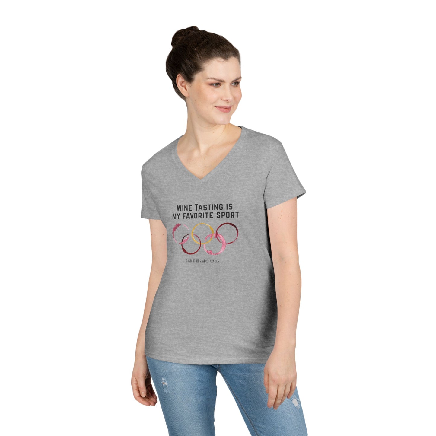 Wine Tasting Is My Favorite Sport Ladies V-Neck Tee