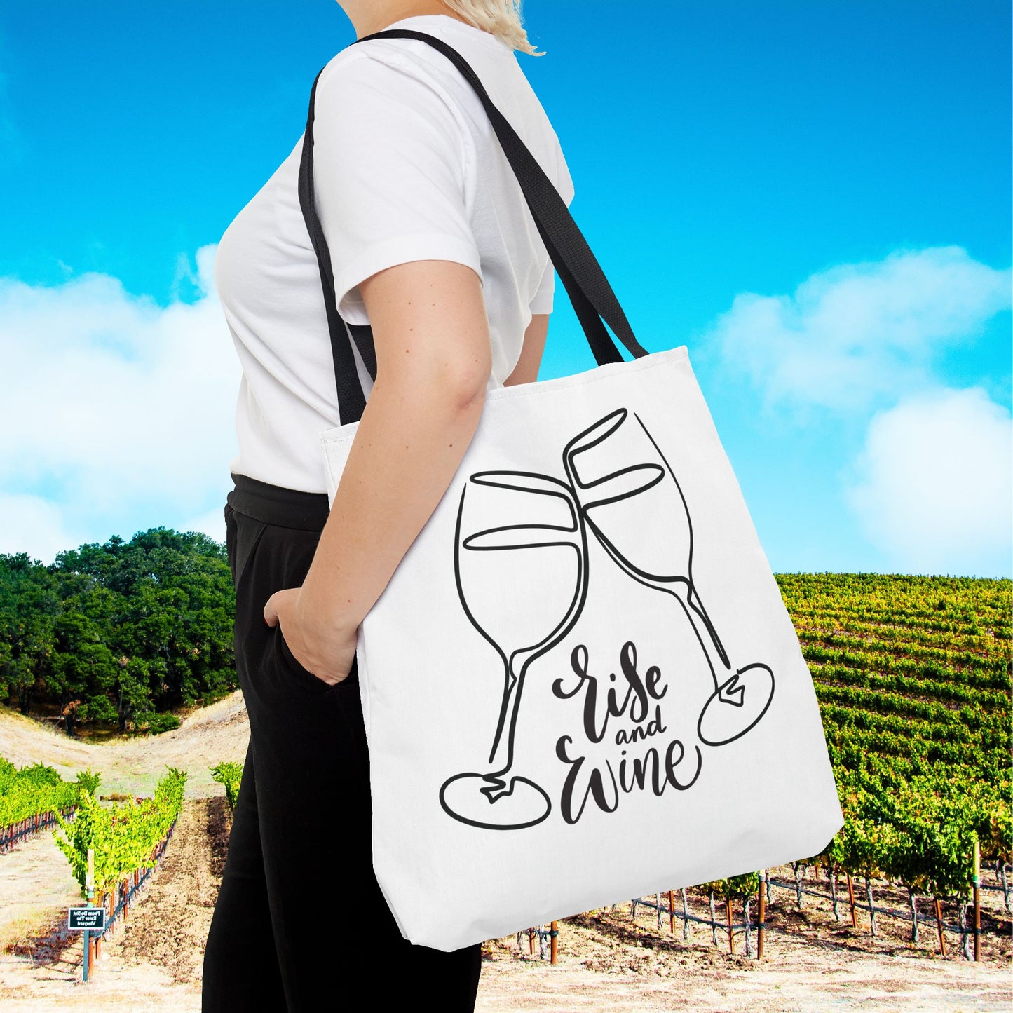 Rise & Wine Personalized Tote Bag