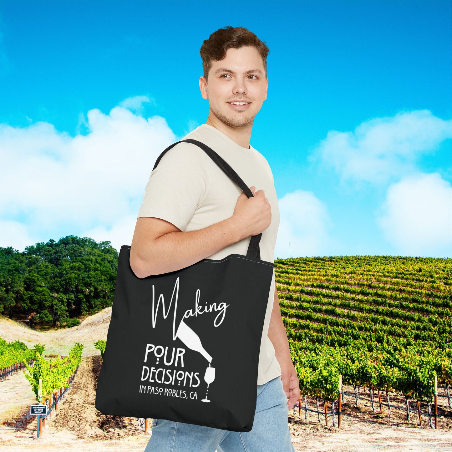 Making Pour Decisions in Paso Robles, CA Personalized Tote Bag