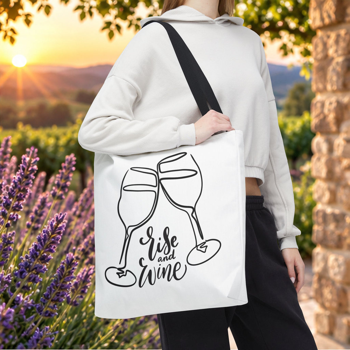 Rise & Wine Personalized Tote Bag