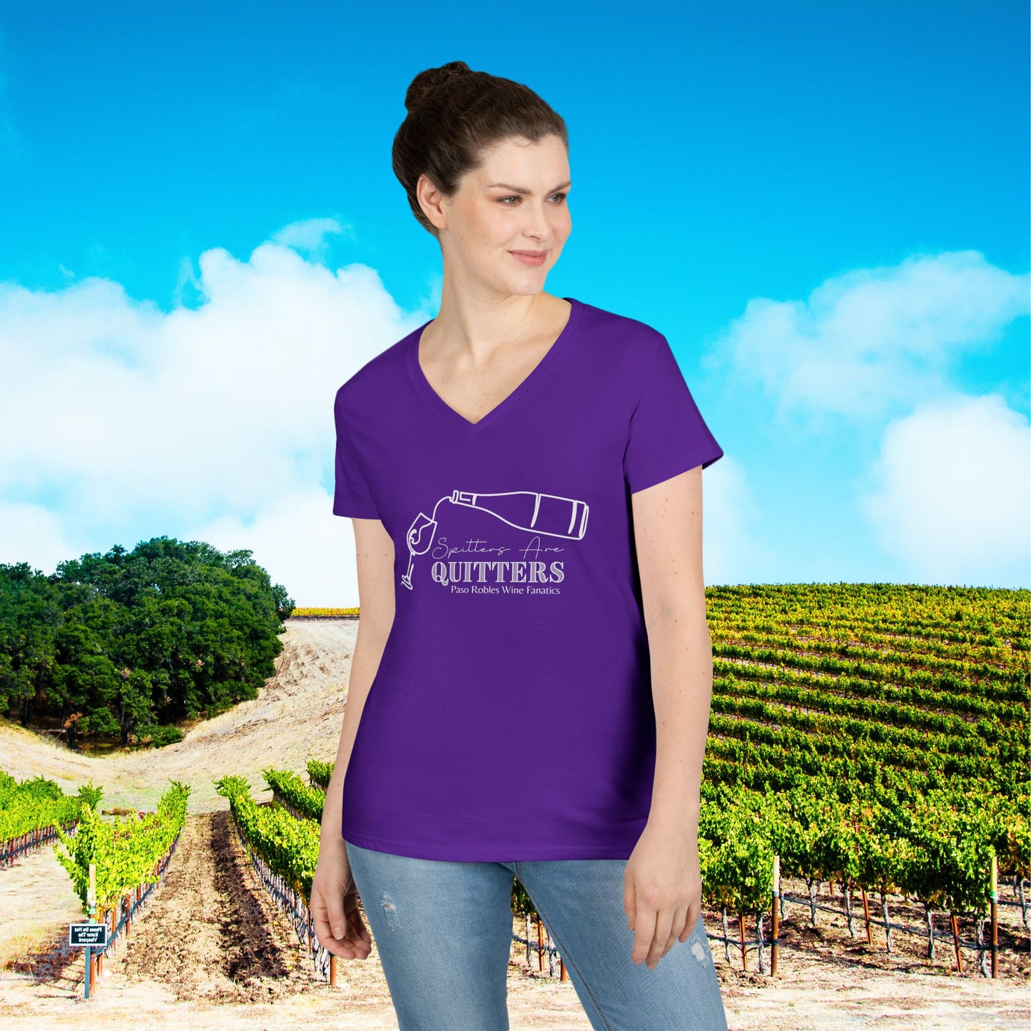 Spitters Are Quitters wine Ladies V-Neck Tee