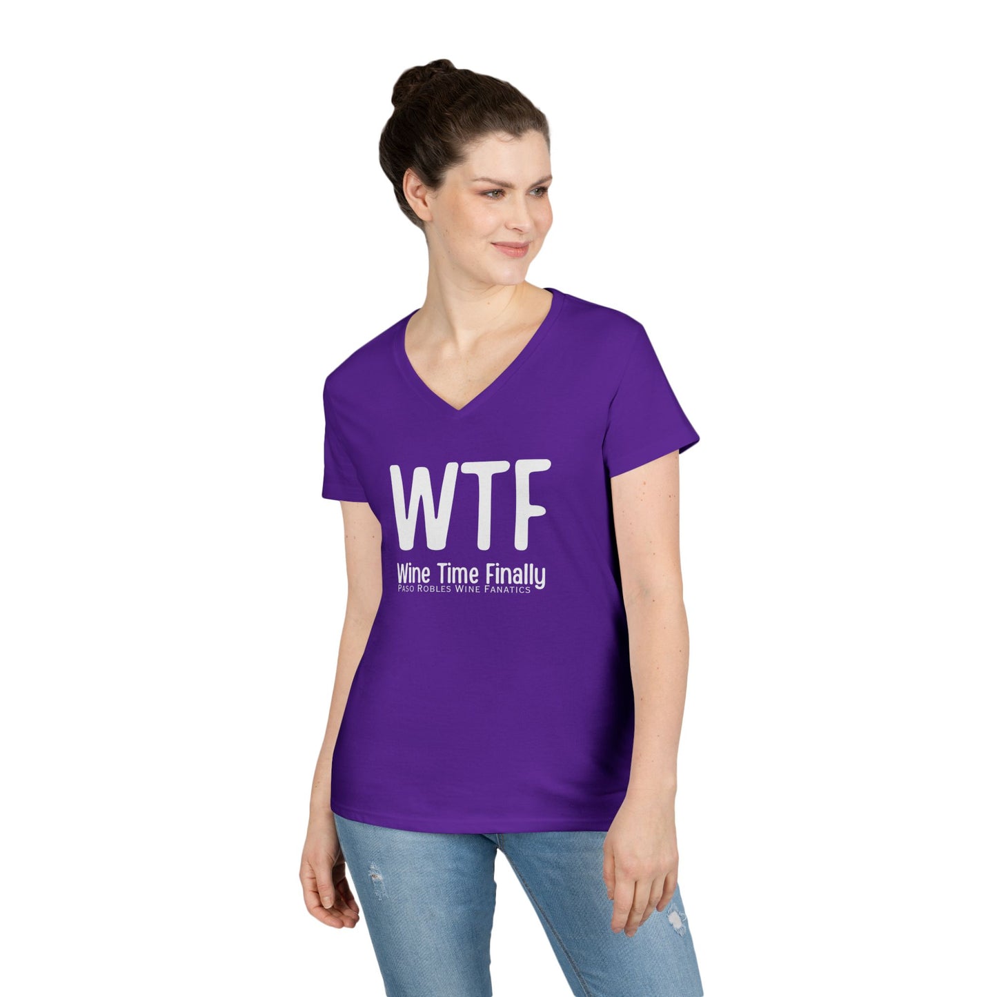 WTF Wine Tasting Finally Ladies V-Neck Tee