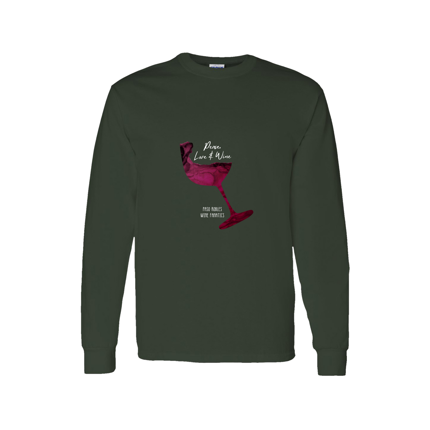 Peace, Love & Wine Glass Long Sleeve T-Shirt