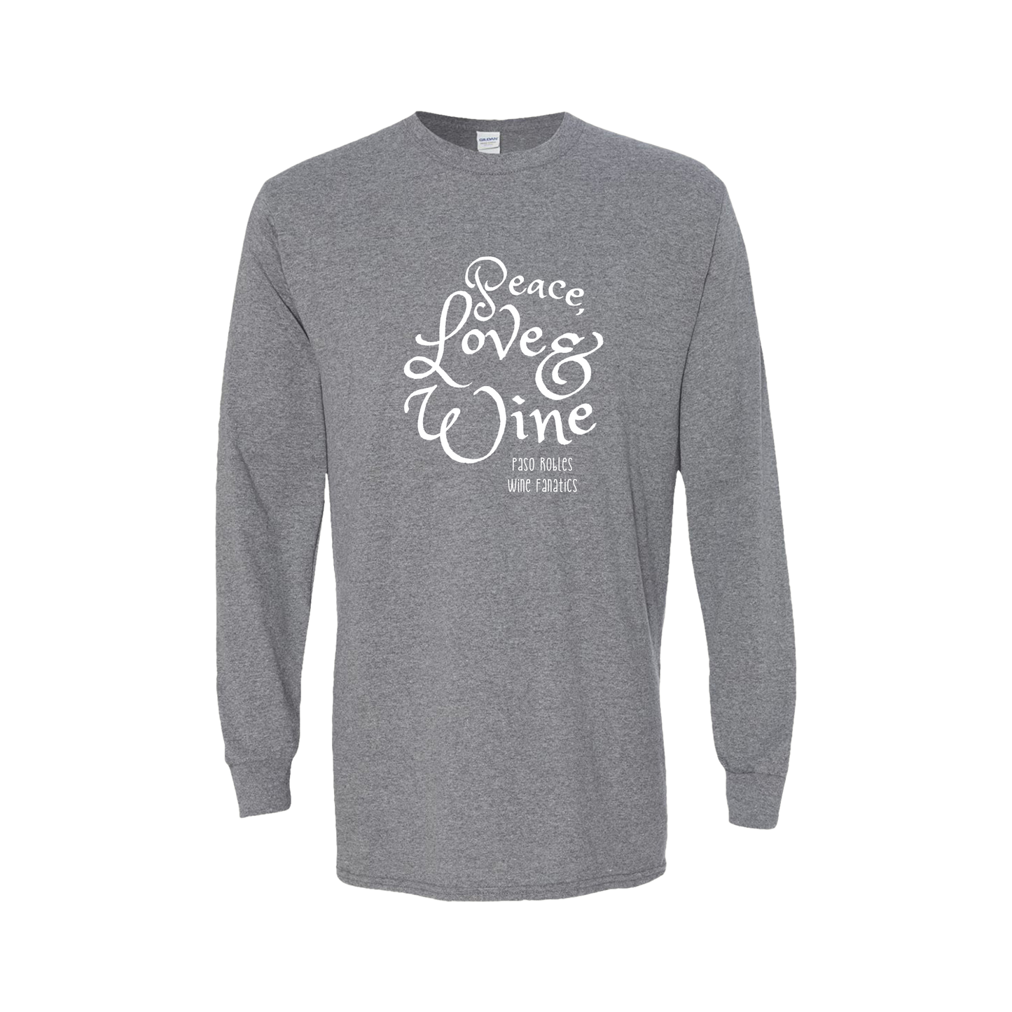 Peace, Love & Wine Text Long Sleeve T-Shirt