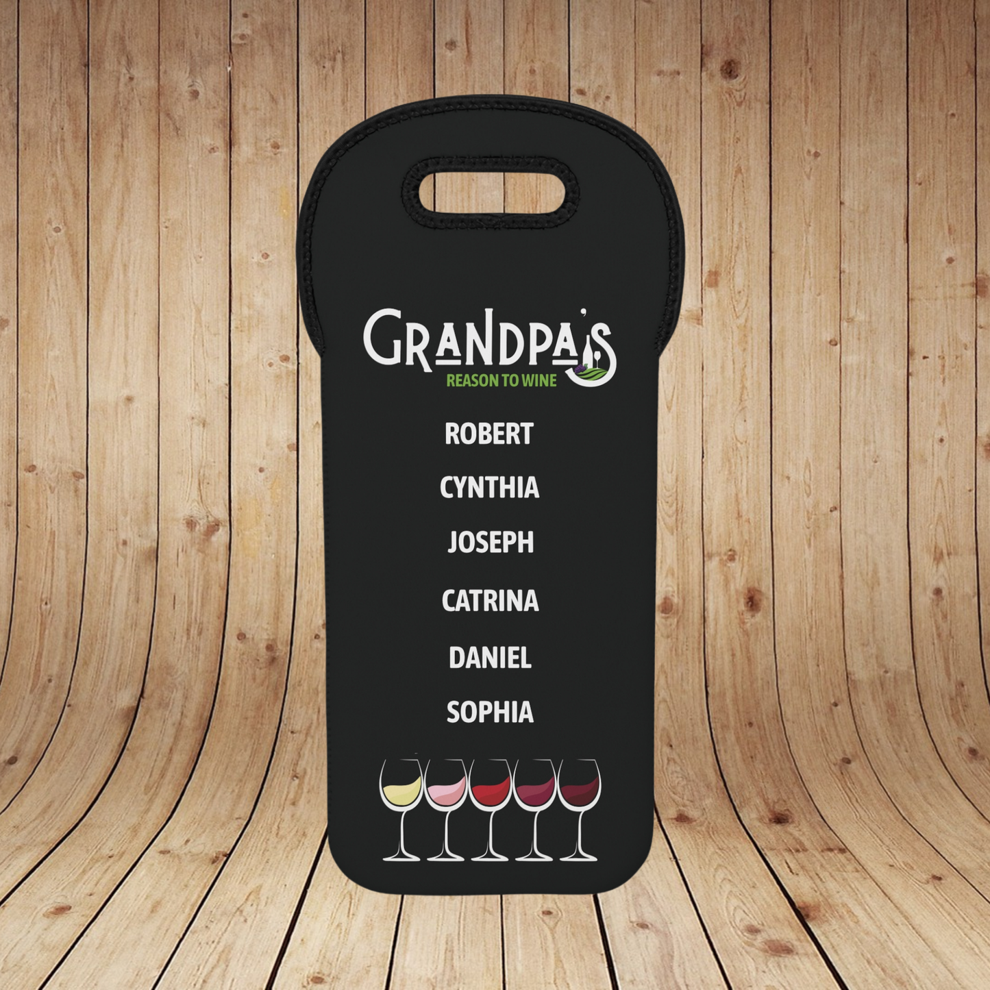 Grandpa's Reason To Wine Personalized Insulated Bottle Bag