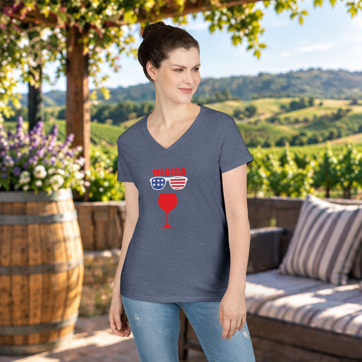 'Merica Independence Day Ladies V-Neck T-Shirt