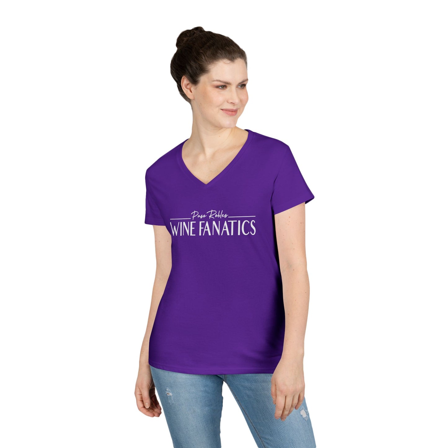 Paso Robles Wine Fanatics Logo Ladies V-Neck Tee
