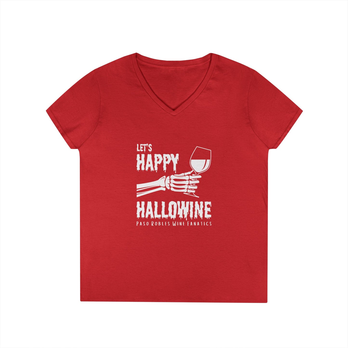 Let's Happy Hallowine Ladies V-Neck Tee