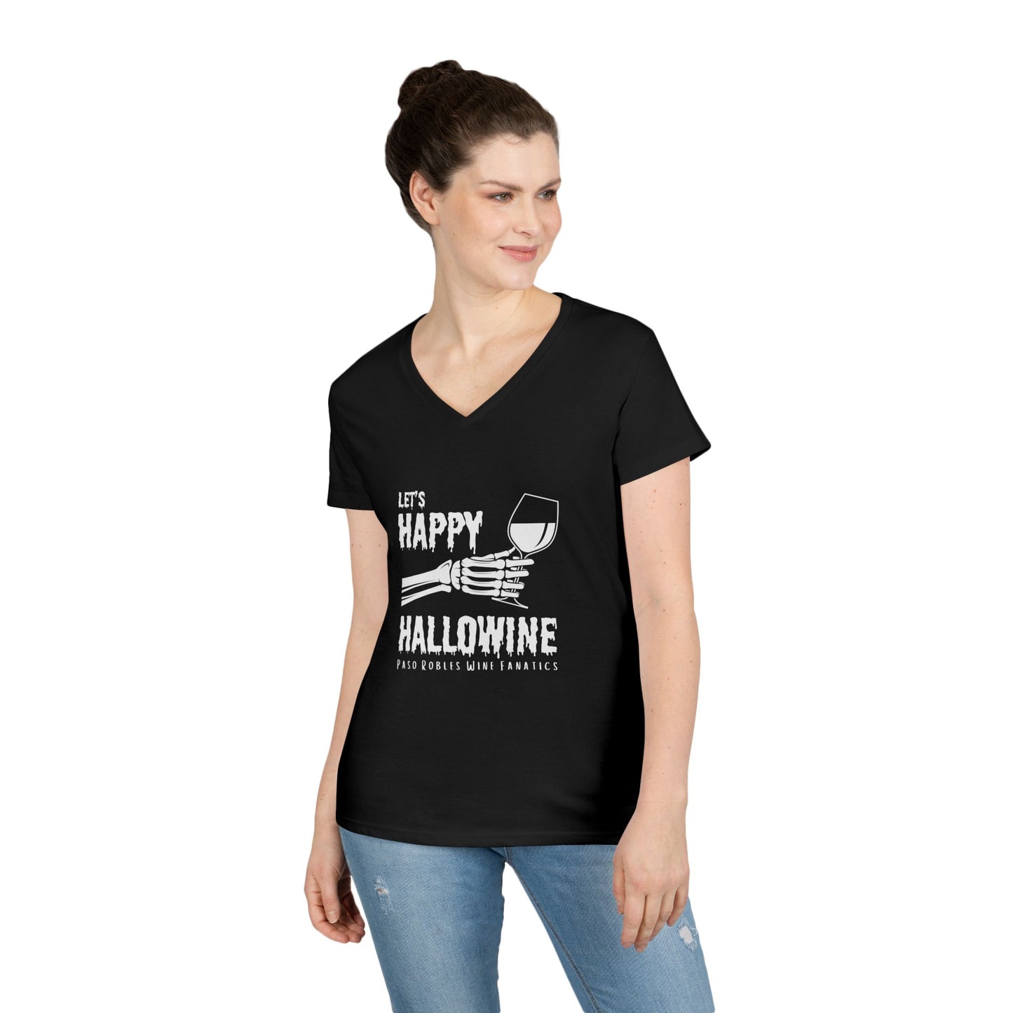 Let's Happy Hallowine Ladies V-Neck Tee