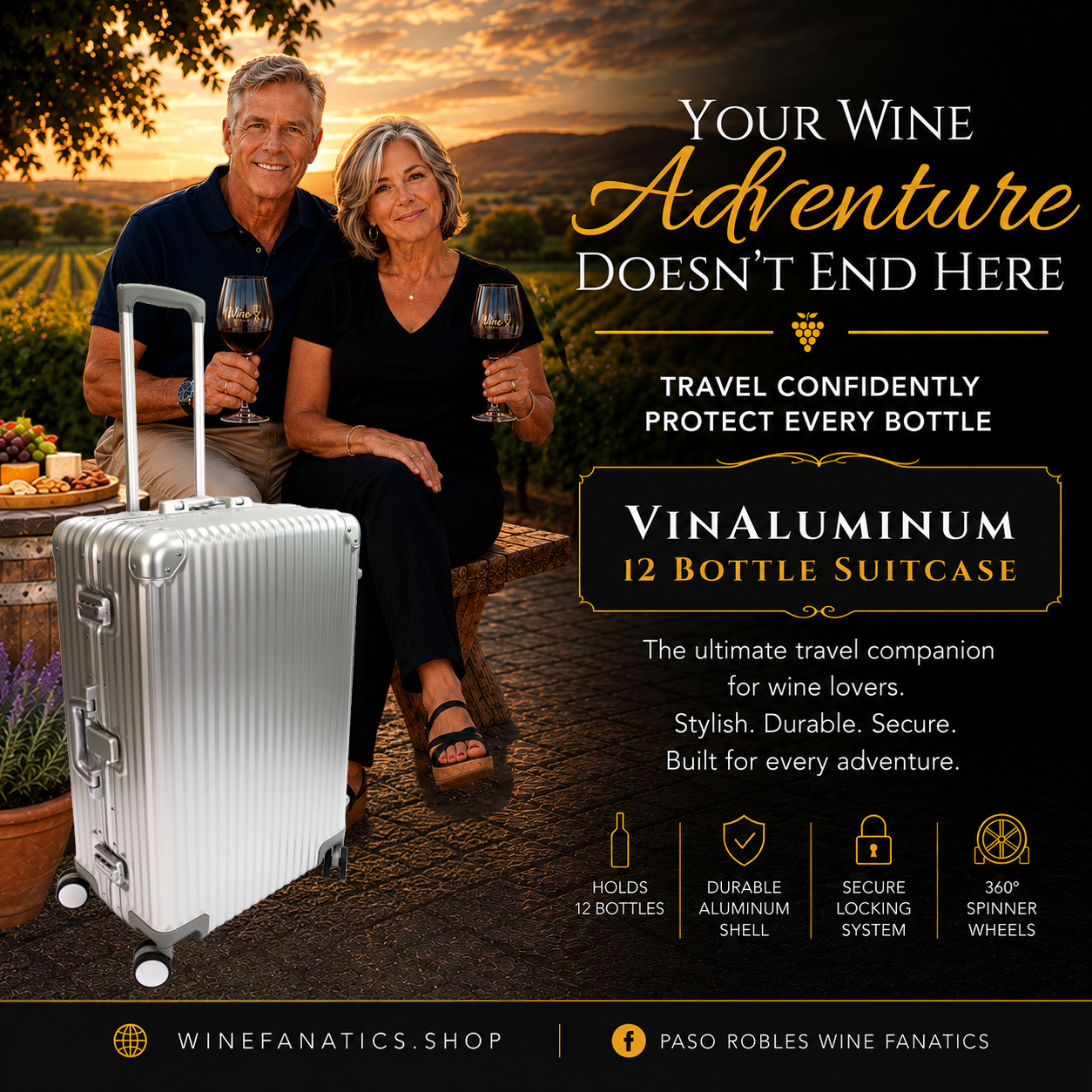VinAluminum Luxury 12-Bottle Wine Suitcase by VinGardeValise