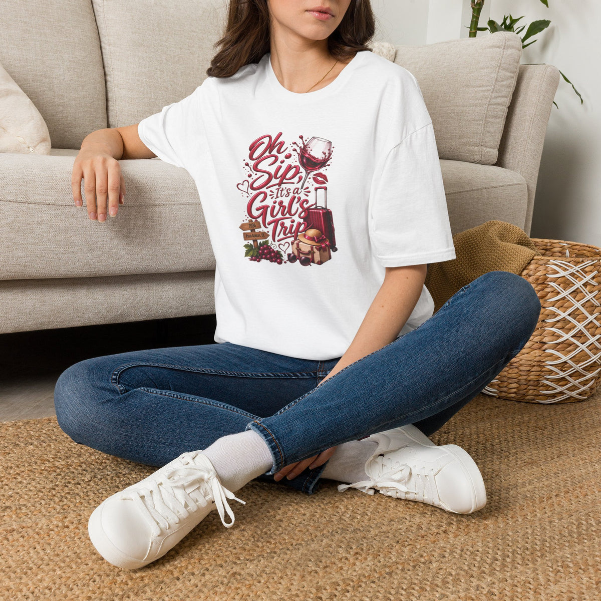 Oh Sip It's A Girl's Trip 2026 Personalized Crewneck T-Shirt