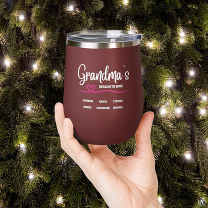Grandma's Reason To Wine Personalized 12oz Wine Tumbler
