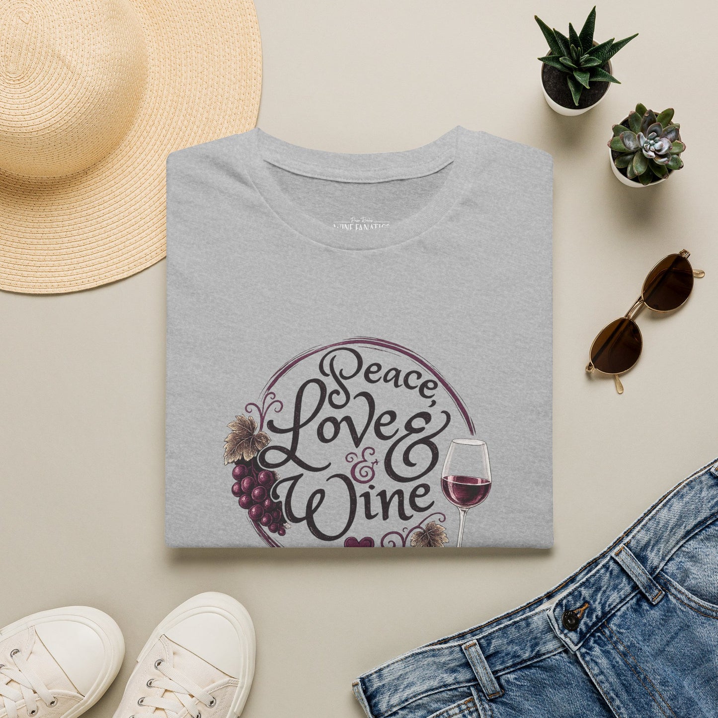 Peace, Love & Wine Crewneck Tee