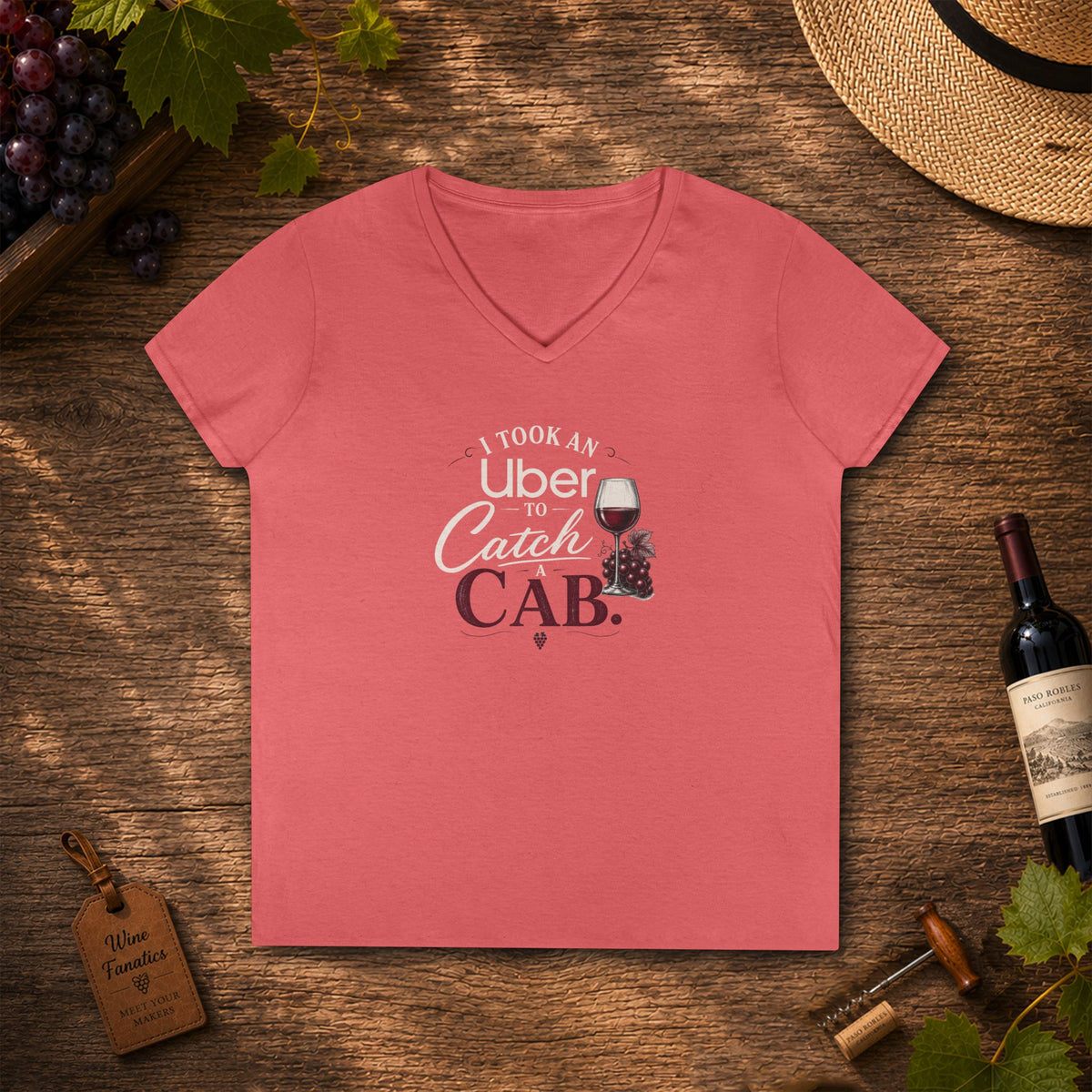 I Took An Uber To Catch A CAB Ladies V-Neck Tee
