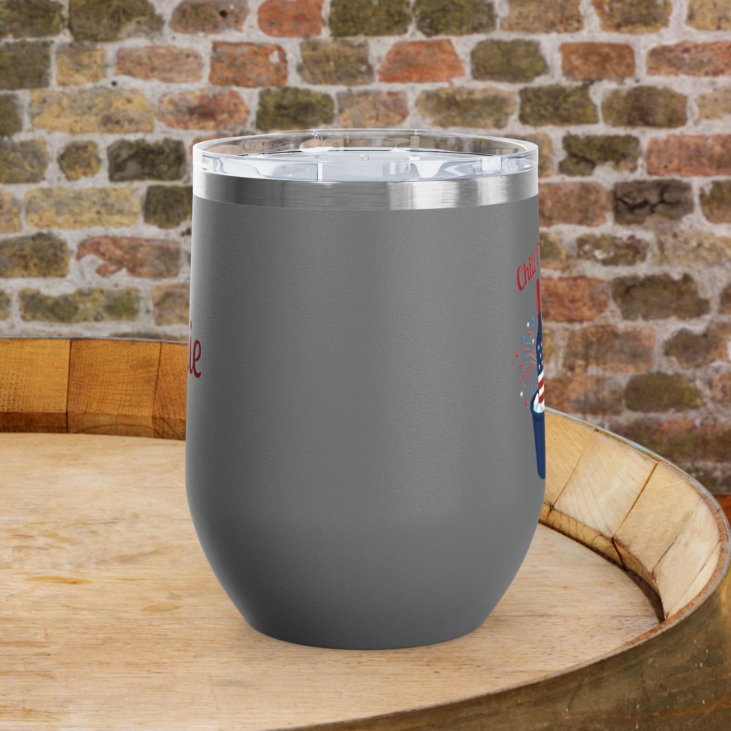 Chill The 4th Out Personalized 12oz Wine Tumbler