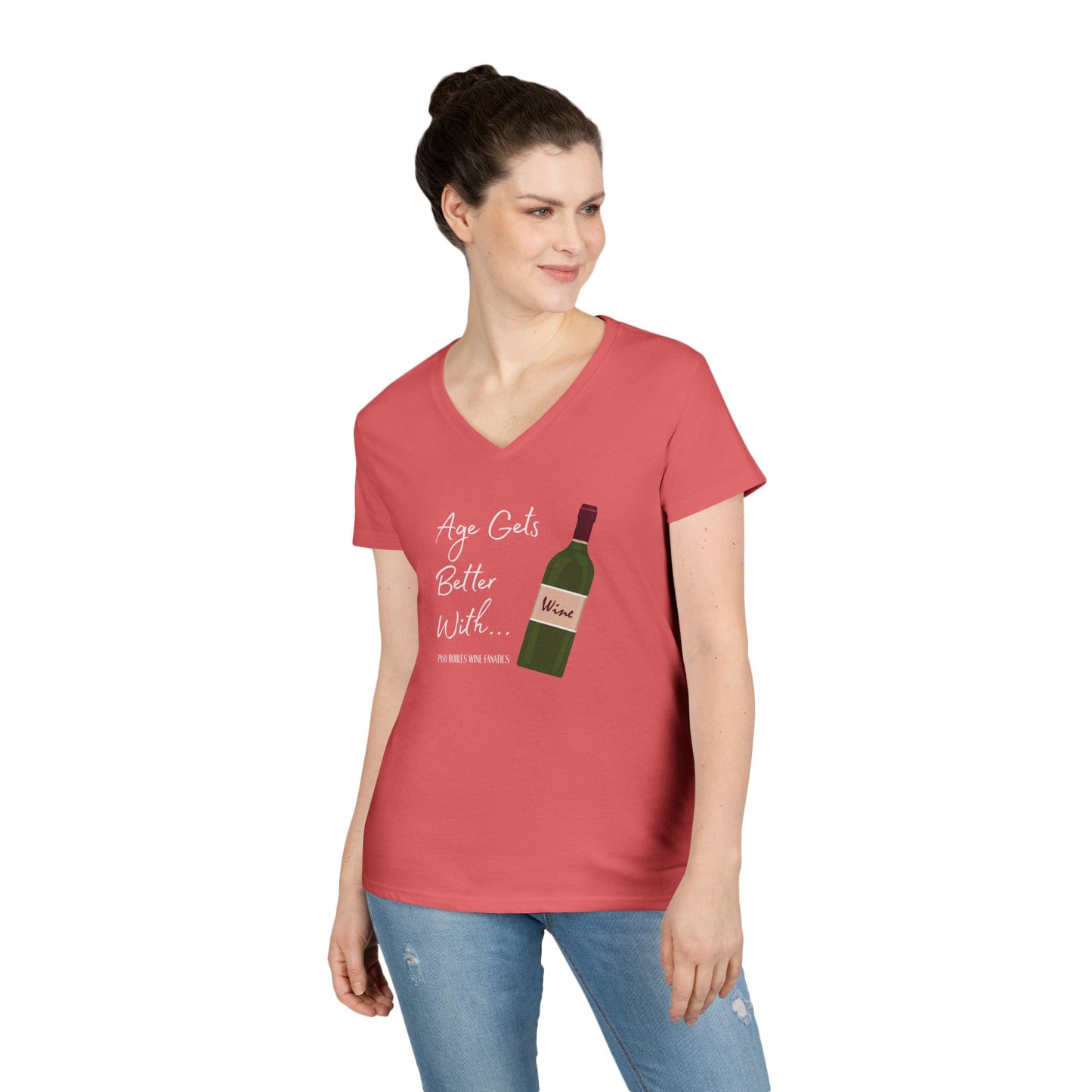 Age Gets Better With Wine Ladies V-Neck Tee