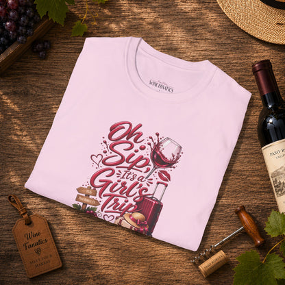 Oh Sip It's A Girl's Trip Personalized Crewneck Tee