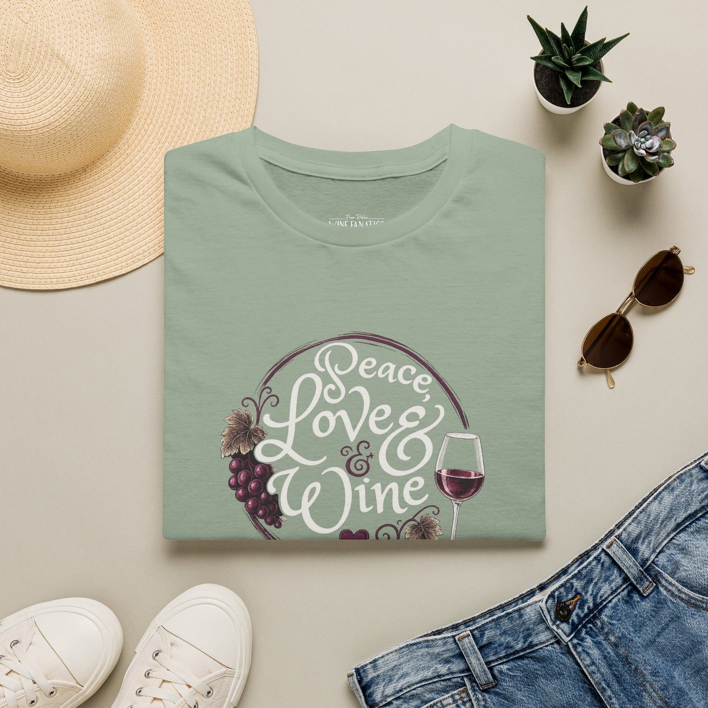 Peace, Love & Wine Crewneck Tee