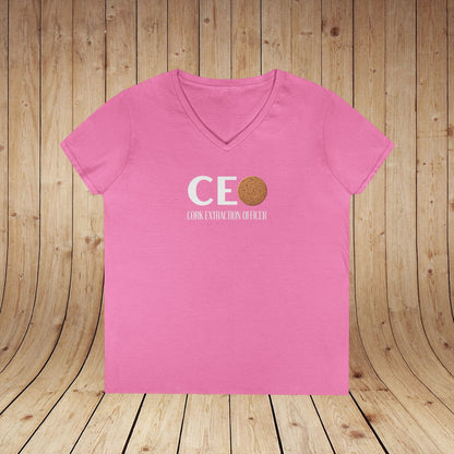 CEO Cork Extraction Officer Ladies V-Neck Tee