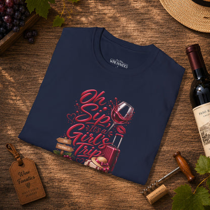 Oh Sip It's A Girl's Trip Personalized Crewneck Tee