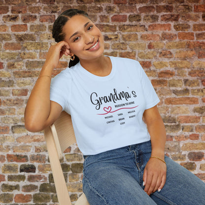 Grandma's Reason To Wine Personalized Crew Neck T-Shirt