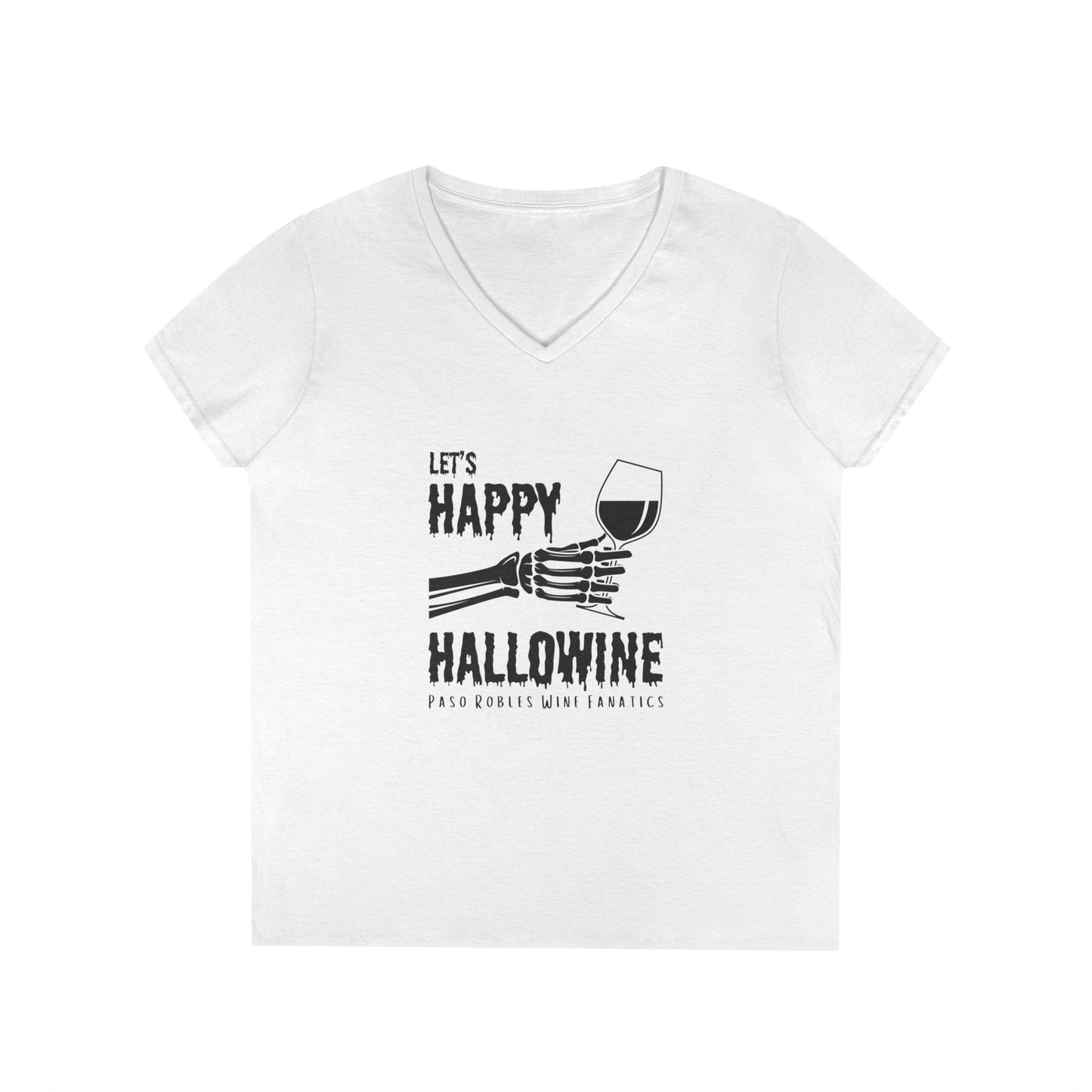 Let's Happy Hallowine Ladies V-Neck Tee