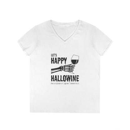 Let's Happy Hallowine Ladies V-Neck Tee
