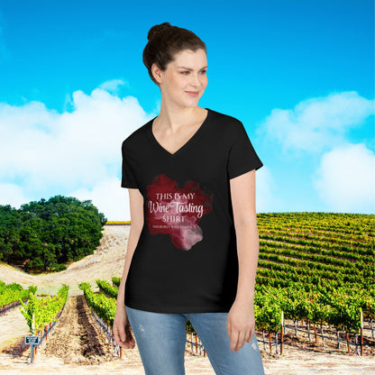 This Is My Wine Tasting Shirt Ladies V-Neck Tee