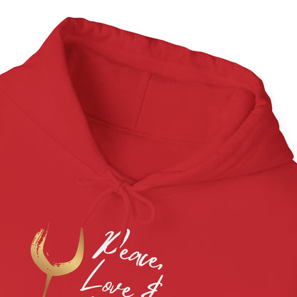 Peace, Love & Wine Gold Glass Hoodie