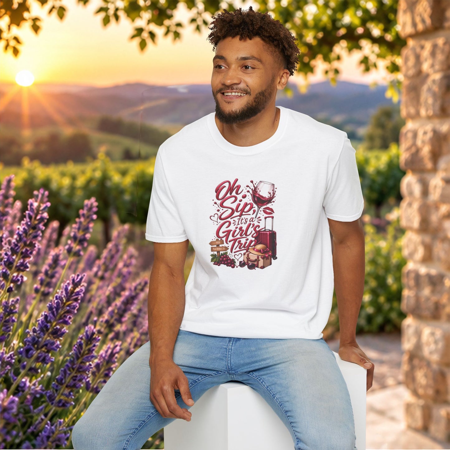 Oh Sip It's A Girl's Trip Personalized Crewneck Tee
