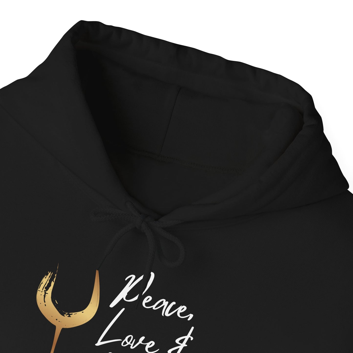 Peace, Love & Wine Gold Glass Hoodie