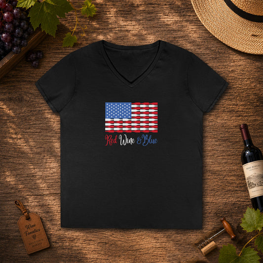 Red Wine & Blue Independence Day Ladies V-Neck Tee
