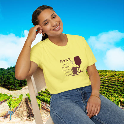 Mom's sanity brought to you by Coffee & Wine Personalized Tee