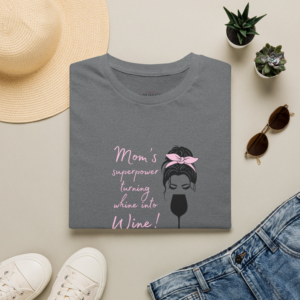 Mom's superpower, turning whine into Wine! Crewneck Tee