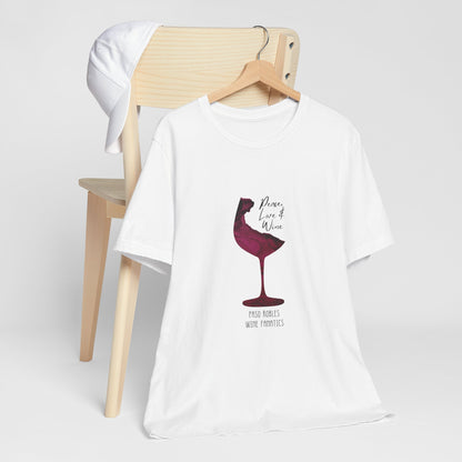 Paso Robles Wine Fanatics "Peace, Love & Wine" Unisex Jersey Short Sleeve Tee