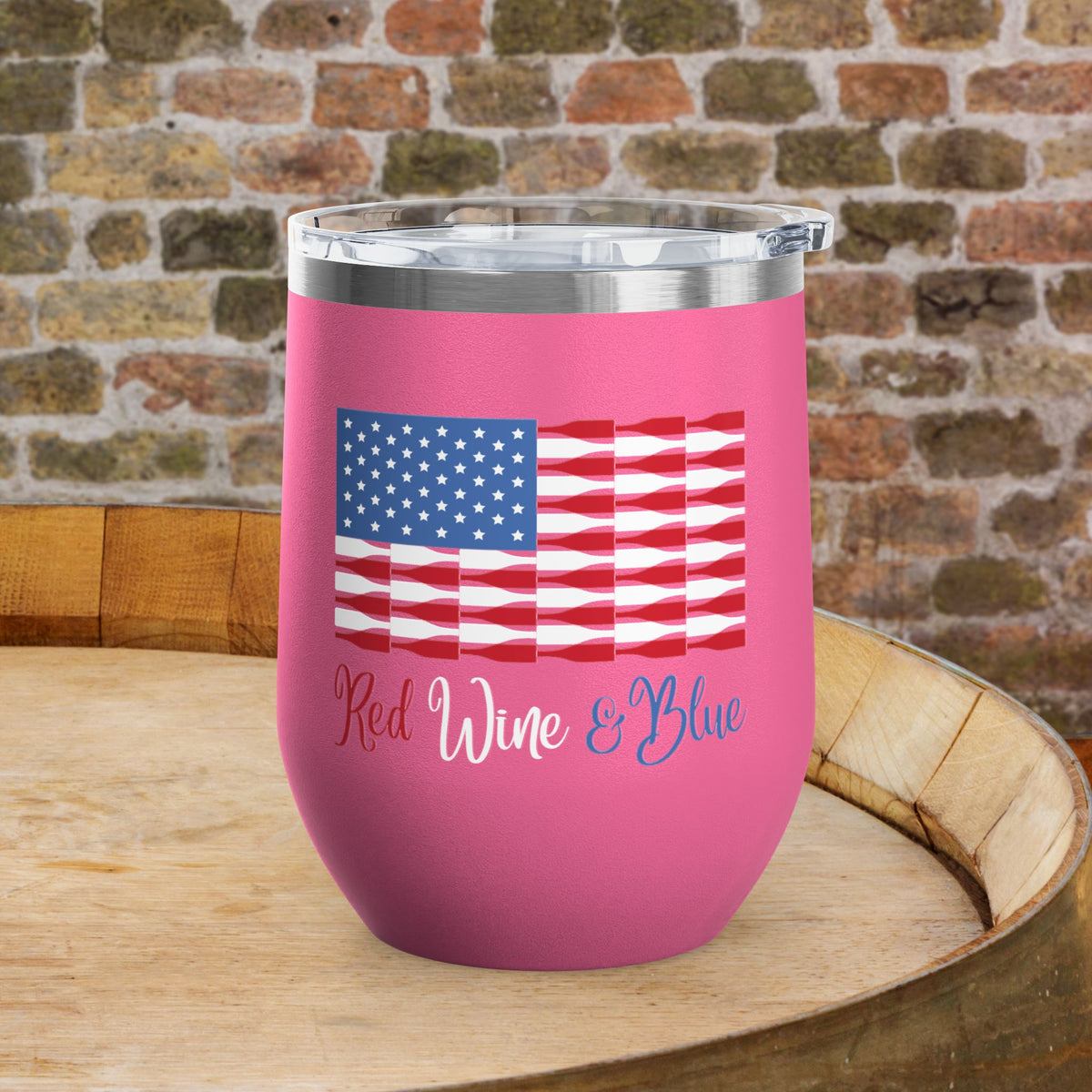 Red Wine & Blue Independence Day Personalized 12oz Wine Tumbler