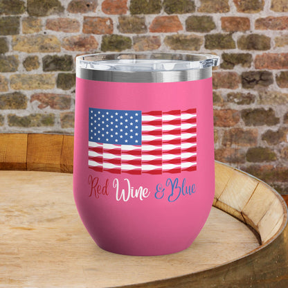 Red Wine & Blue Independence Day Personalized 12oz Wine Tumbler