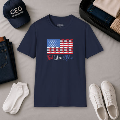 Red Wine & Blue Independence Day Unisex Softstyle T-Shirt