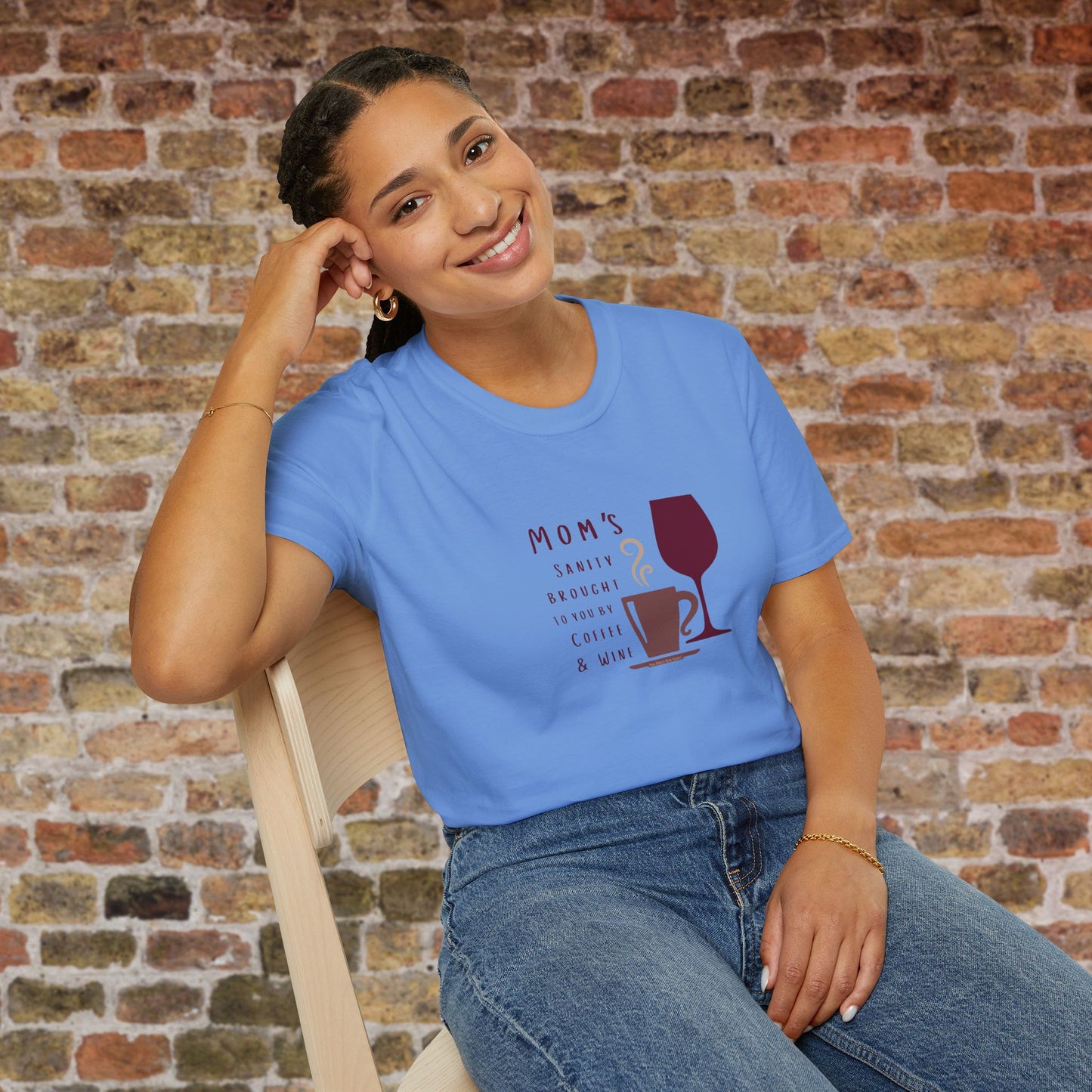 Mom's sanity brought to you by Coffee & Wine Crewneck Tee