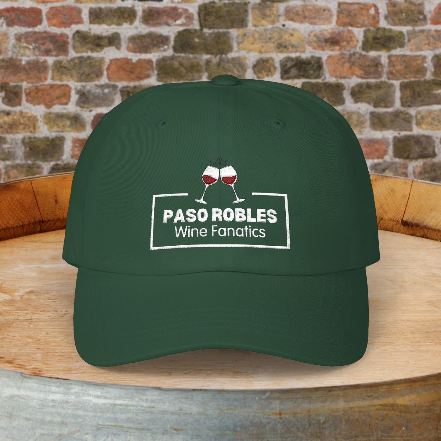 Paso Robles Wine Fanatics Toast Embroidered White Banner Cap