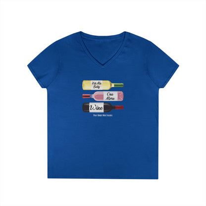 Hit Me Baby One More Wine Ladies V-Neck  Tee