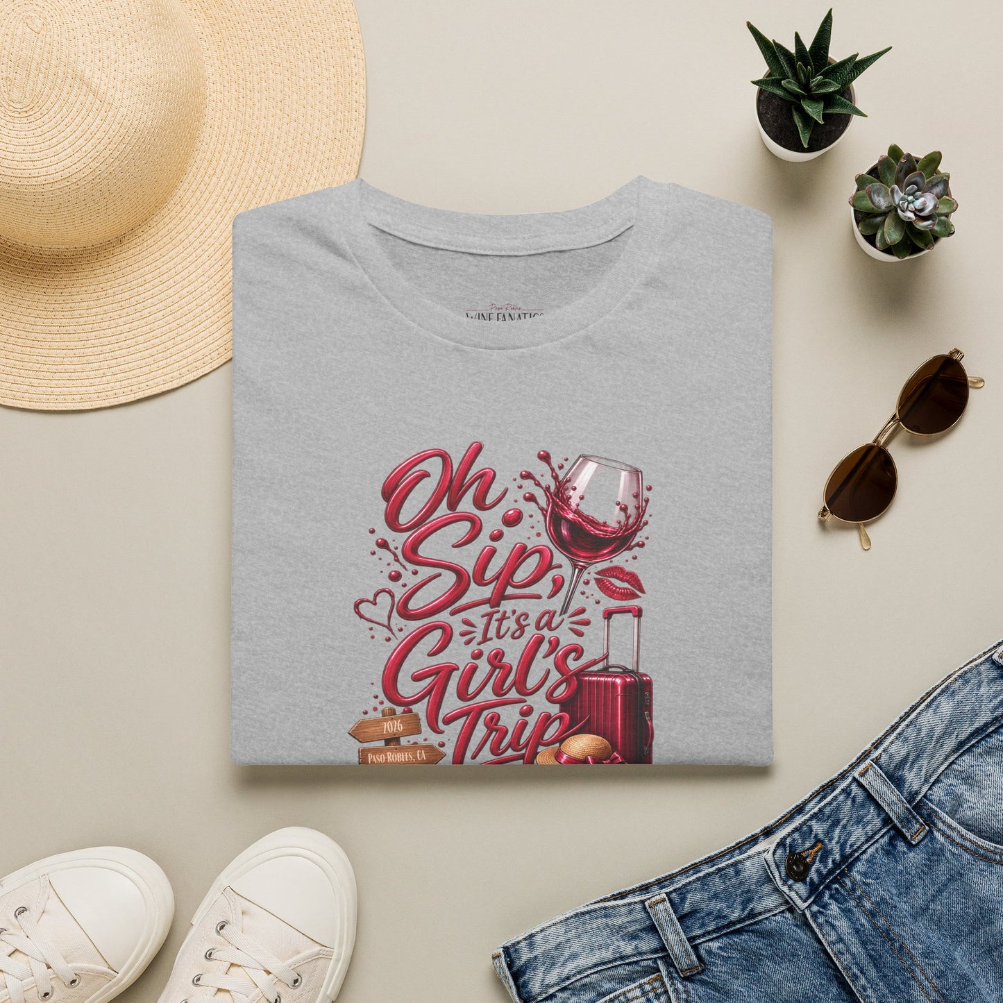 Oh Sip It's A Girl's Trip Personalized Crewneck Tee