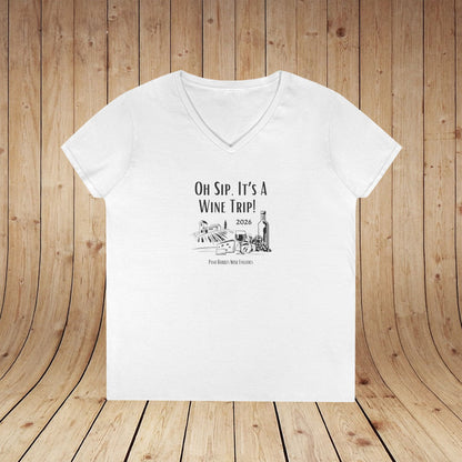 Oh Sip It's A Wine Trip Ladies V-Neck  Tee