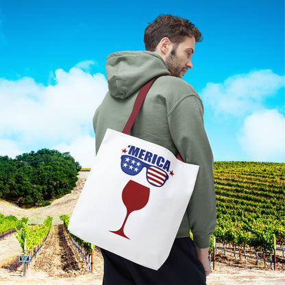 Merica (wine glass) Independence Day Personalized Tote Bag