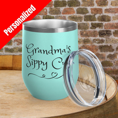 Grandma's Sippy Cup Personalized 12 oz Wine Tumbler
