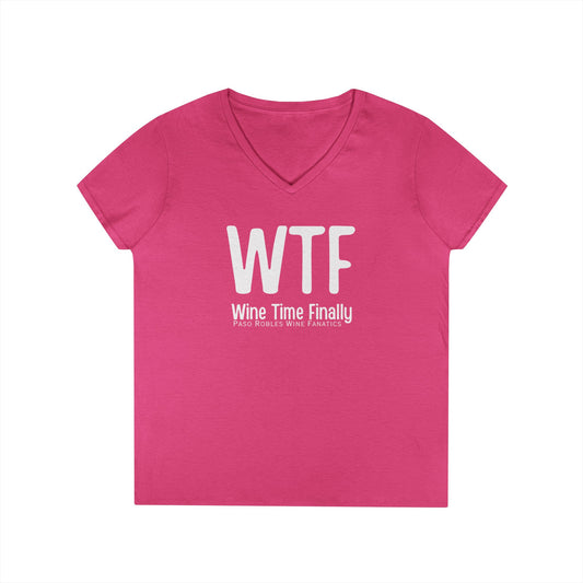 WTF Wine Tasting Finally Ladies V-Neck  Tee