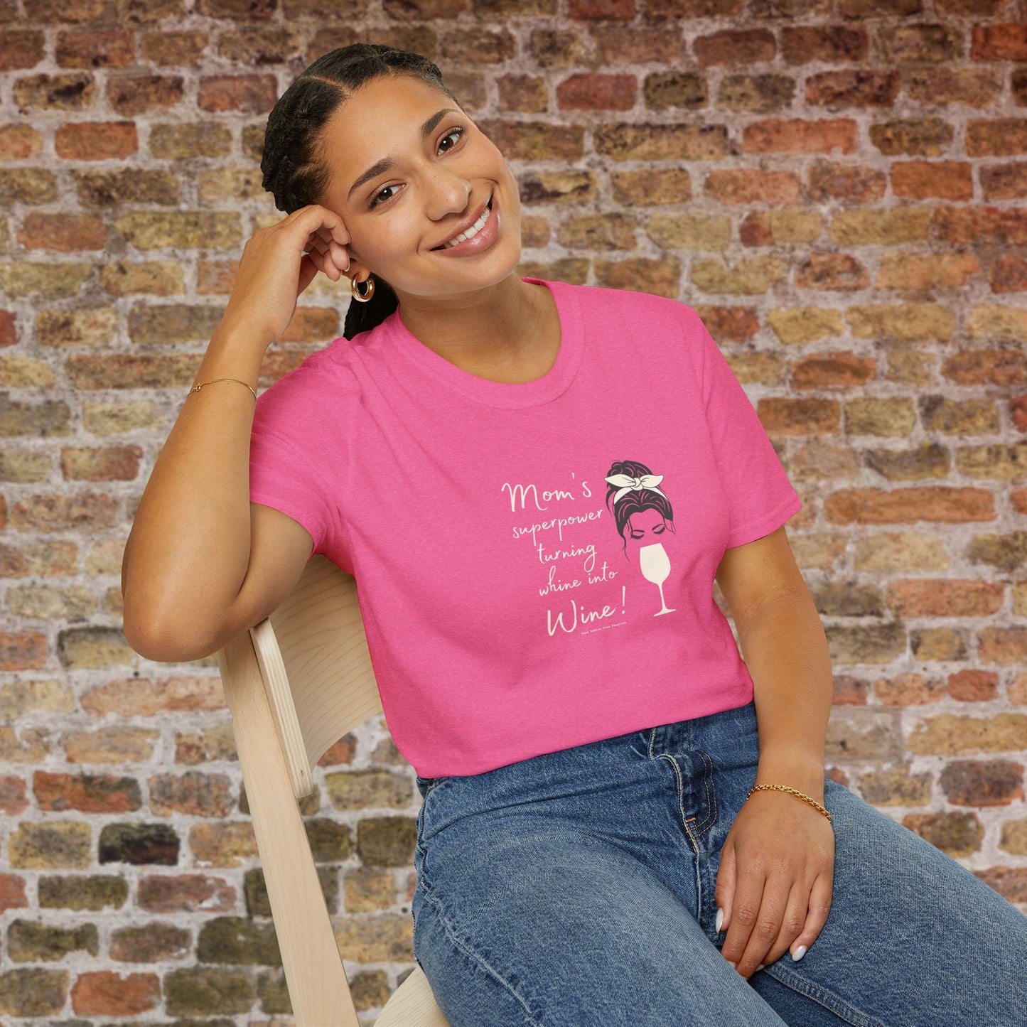 Mom's superpower, turning whine into Wine! Crewneck Tee