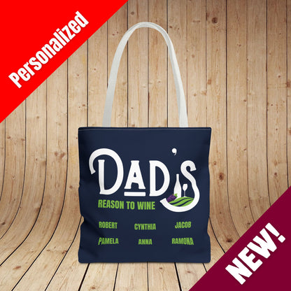 Dad's Reason To Wine Personalized Tote Bag