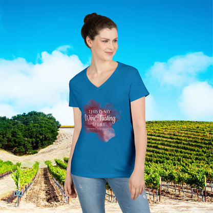 This Is My Wine Tasting Shirt Ladies V-Neck Tee