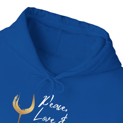 Peace, Love & Wine Gold Glass Hoodie